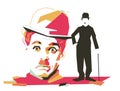 Charlie chaplin simple vector poster illustration Royalty Free Stock Photo