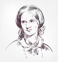 Charlotte Bronte vector sketch illustration isolated
