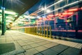 Charlotte City Skyline night scene with light rail system lynx t Royalty Free Stock Photo