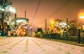 Charlotte City Skyline Night Scene With Light Rail System Lynx T