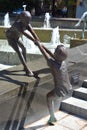 Children Playing in a Fountain bronze statues