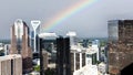 Charlotte North Carolina city skyline of Downtown Charlotte North Carolina shot in 4K. With rainbow Royalty Free Stock Photo