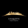 Charlotte North Carolina city skyline silhouette black background