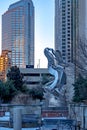 Charlotte north carolina city skyline after winted storm