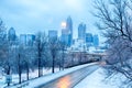 Charlotte north carolina city after snowstorm and ice rain