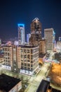 Charlotte North Carolina Skyline View At Night From Roof Top Res