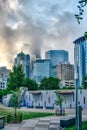 Charlotte North Carolina skyscape early morning with fog