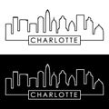 Charlotte skyline. Linear style. Royalty Free Stock Photo
