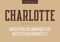 Charlotte vector condensed retro typeface, uppercase letters and