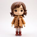 Charlotte Vinyl Toy: Kawaii Manga Girl Figurine In Brown Jacket And Dress
