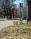 Election signs of NDP PEI and Green Party PEI for the provincial election 2019 in Charlottetown, Canada