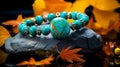 Charm Autumn Retro Charm Photography With Turquoise And Fall Colored Beads