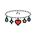 charm bracelet jewelry fashion color icon vector illustration