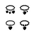 Charm Bracelet Solid Icons Set Pack Royalty Free Stock Photo