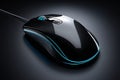 Close-up of black wired light-up computer mouse,Generative AI Royalty Free Stock Photo