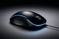 Close-up of black light-up wired computer mouse,Generative AI Royalty Free Stock Photo