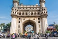 Charminar or four minarets under renovation, which is a monument and mosque, constructed in 1591