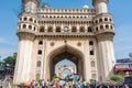 Charminar or four minarets under renovation, which is a monument and mosque, constructed in 1591