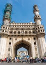 Charminar or four minarets under renovation, which is a monument and mosque, constructed in 1591