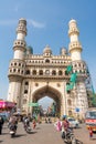 Charminar or four minarets under renovation, which is a monument and mosque, constructed in 1591