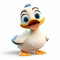 Charming 3d Pixar Duck With Blue Eyes - High Resolution Cartoon Character