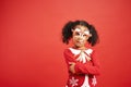 Charming African girl in Christmas costume