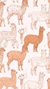 Charming Alpaca Pattern Royalty Free Stock Photo