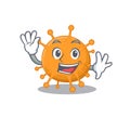 A charming anaplasma mascot design style smiling and waving hand