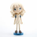 Charming Anime Doll Figurine In Blue Dress - Organic Sculpting