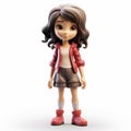 Charming Anime Doll With Long Hair And Red Jacket