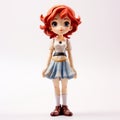 Charming Anime Figurine: Orange Haired Redhead In Blue Shorts