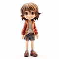Charming Anime Girl Action Figure With Brown Jacket And Shorts