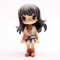 Charming Anime Girl Figurine With Black Hair - Hyper-realistic Details Royalty Free Stock Photo