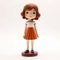 Charming Anime Girl Figurine In Orange Skirt - 32k Uhd