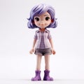 Charming Anime Girl Figurine With Purple Hair - Toy-like Proportions