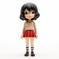 Charming Anime Girl Figurine With Red Skirt And Black Hair