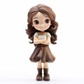 Charming Anime Girl Figurine With Rich Brown Hair