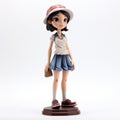 Charming Anime Girl Figurine With Short Skirt And Hat