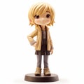Charming Anime Statue Of A Hairy Blonde Girl In Jacket