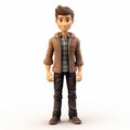 Charming Anime Style 3d Model Of Young Man In Plaid Shirt