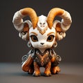 Charming Anime Style 3d Printed Horned Ram Character