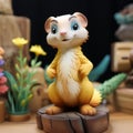 Charming Anime Style Ferret Wood Figurine - High Quality Collectible