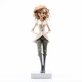 Elegant Claymation Sculpture Of A Shoujo Manga Girl In Short Skirt And Jacket