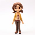 Charming Anime Style Figurine Girl With Brown And Yellow Outfit