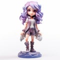 Charming Figurine With Purple Hair - Detailed And Realistic Design