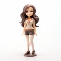 Charming Anime Style Woman Figurine In Brown Shorts