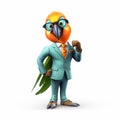 Charming Anthropomorphic Parrot In A Stylish Suit