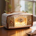 Charming Antique Radio with Intricate Patterns and Vintage Waves