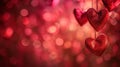 Red Hearts Hanging From Strings - Romantic Love Decorations for Valentines, Weddings, and Anniversaries