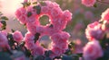 A charming array of flowers shaped as the number eight, placed in a vibrant garden